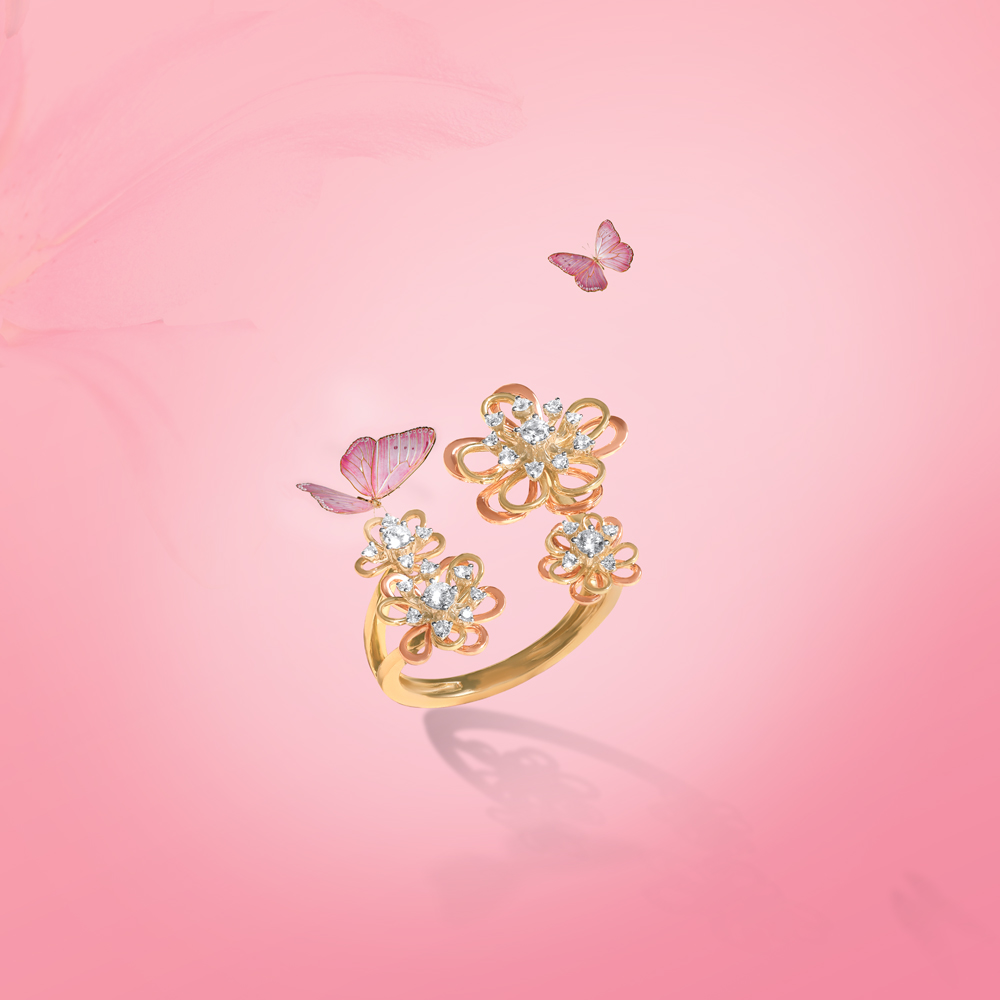 Forget Me Not Floral Diamond Ring,,hi-res image number null