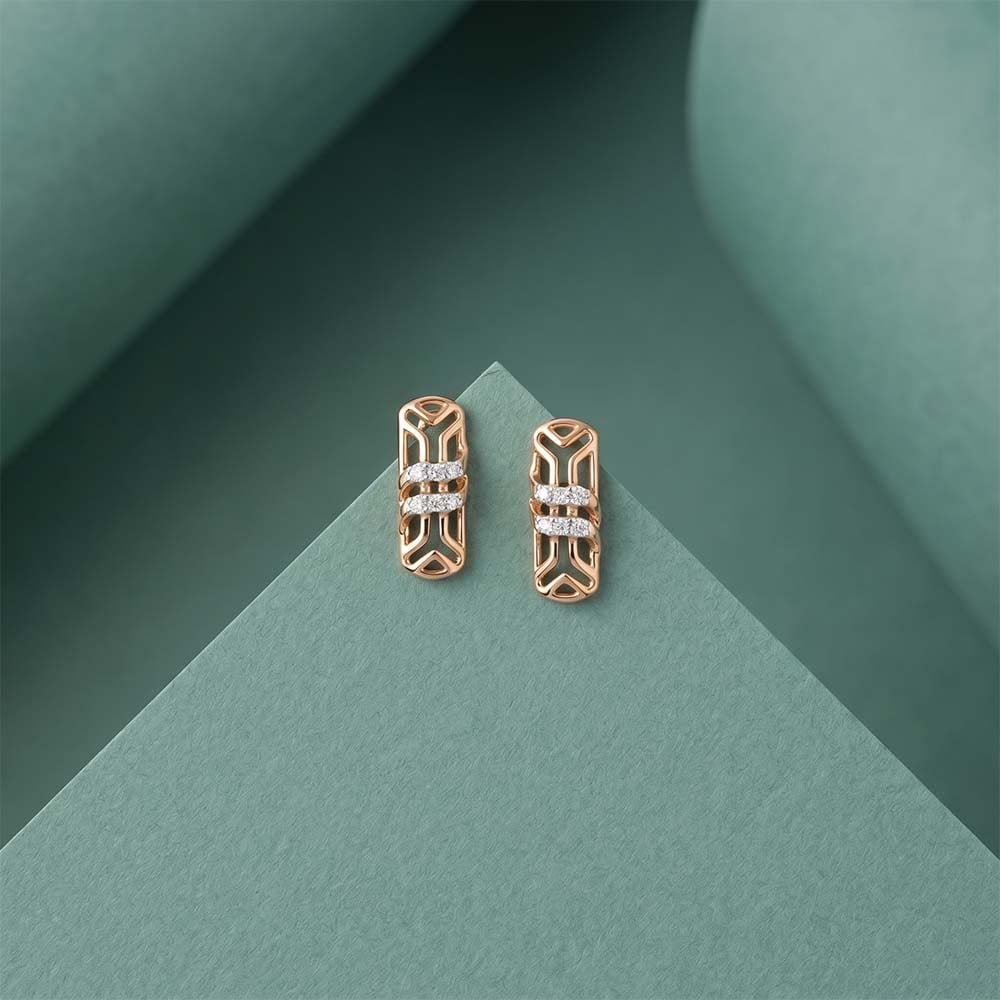 Architectural Frame Diamond Stud Earrings,,hi-res image number null