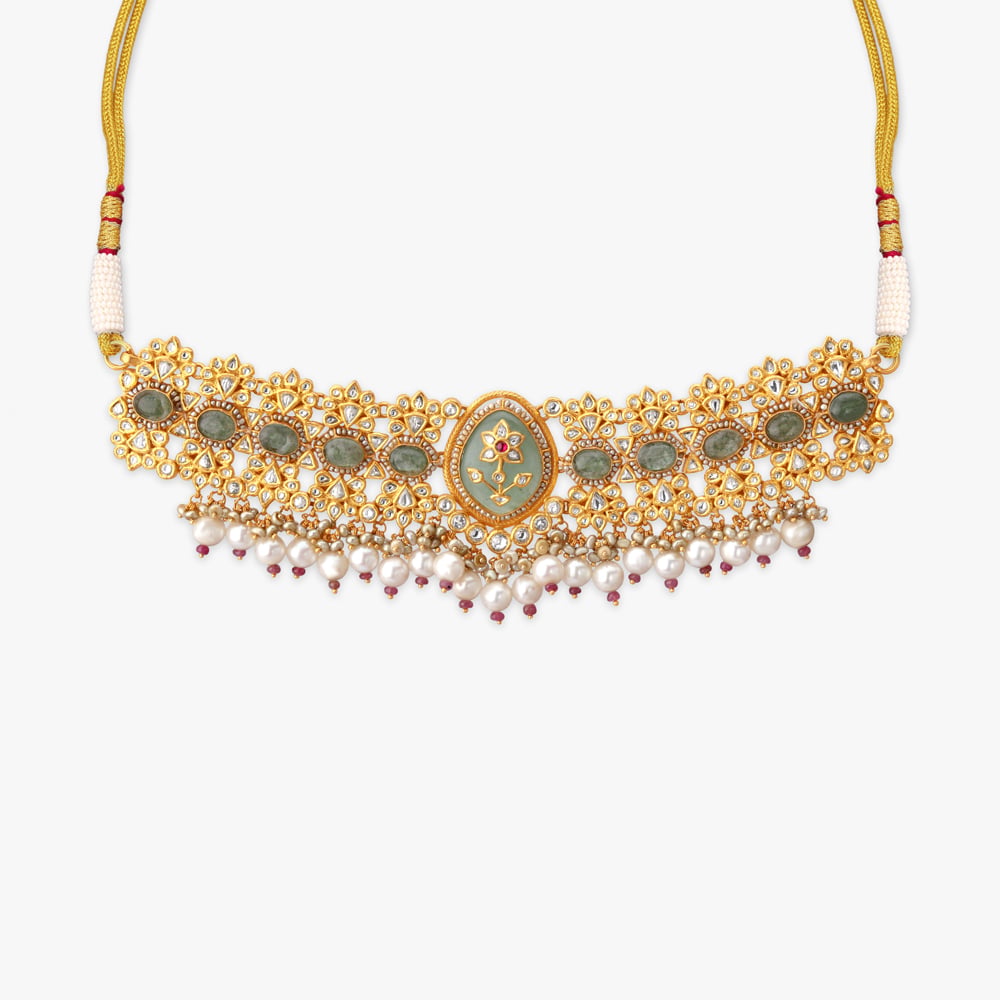Sage Blossom Gold Necklace Set,,hi-res image number null