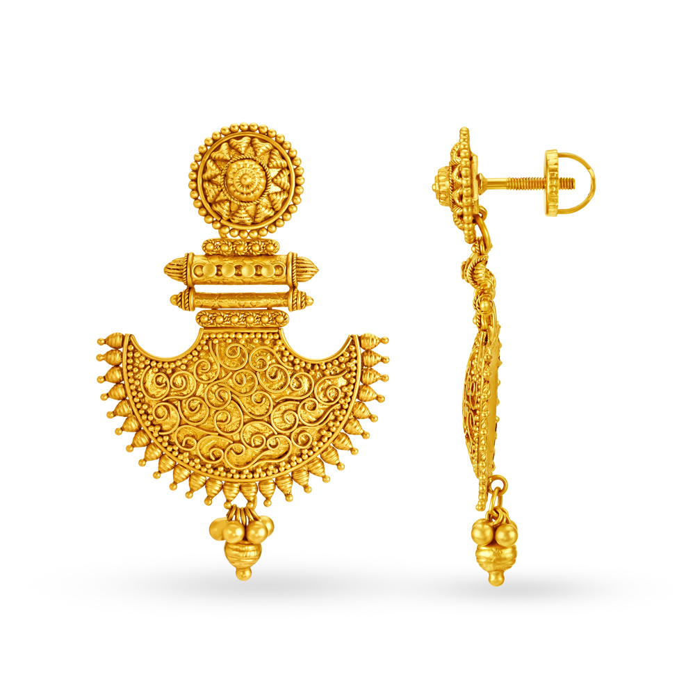 Regal Antique Floral Drop Earrings,,hi-res image number null