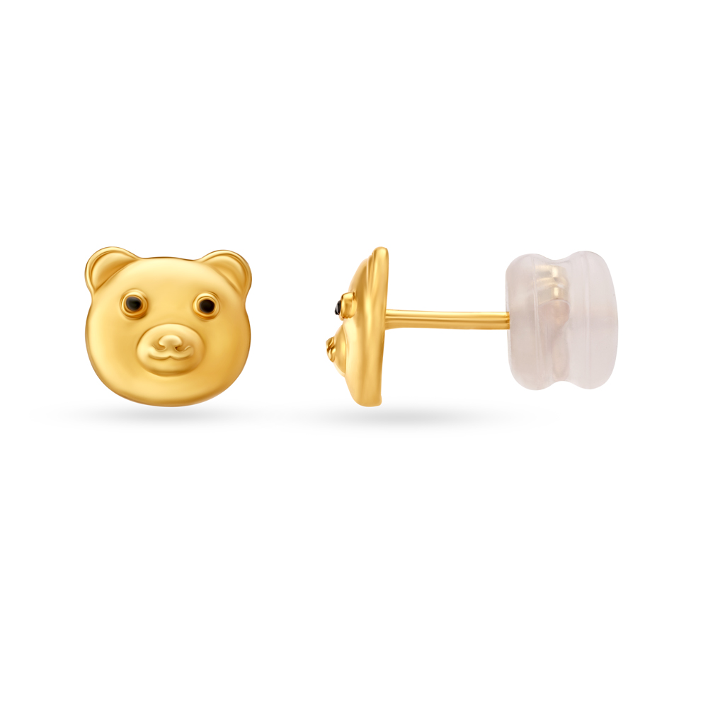 Teddy Bear Gold Stud Earrings For Kids,,hi-res image number null