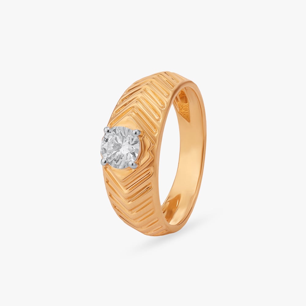 Sculpted Sparkle Solitaire Ring For Men,,hi-res image number null