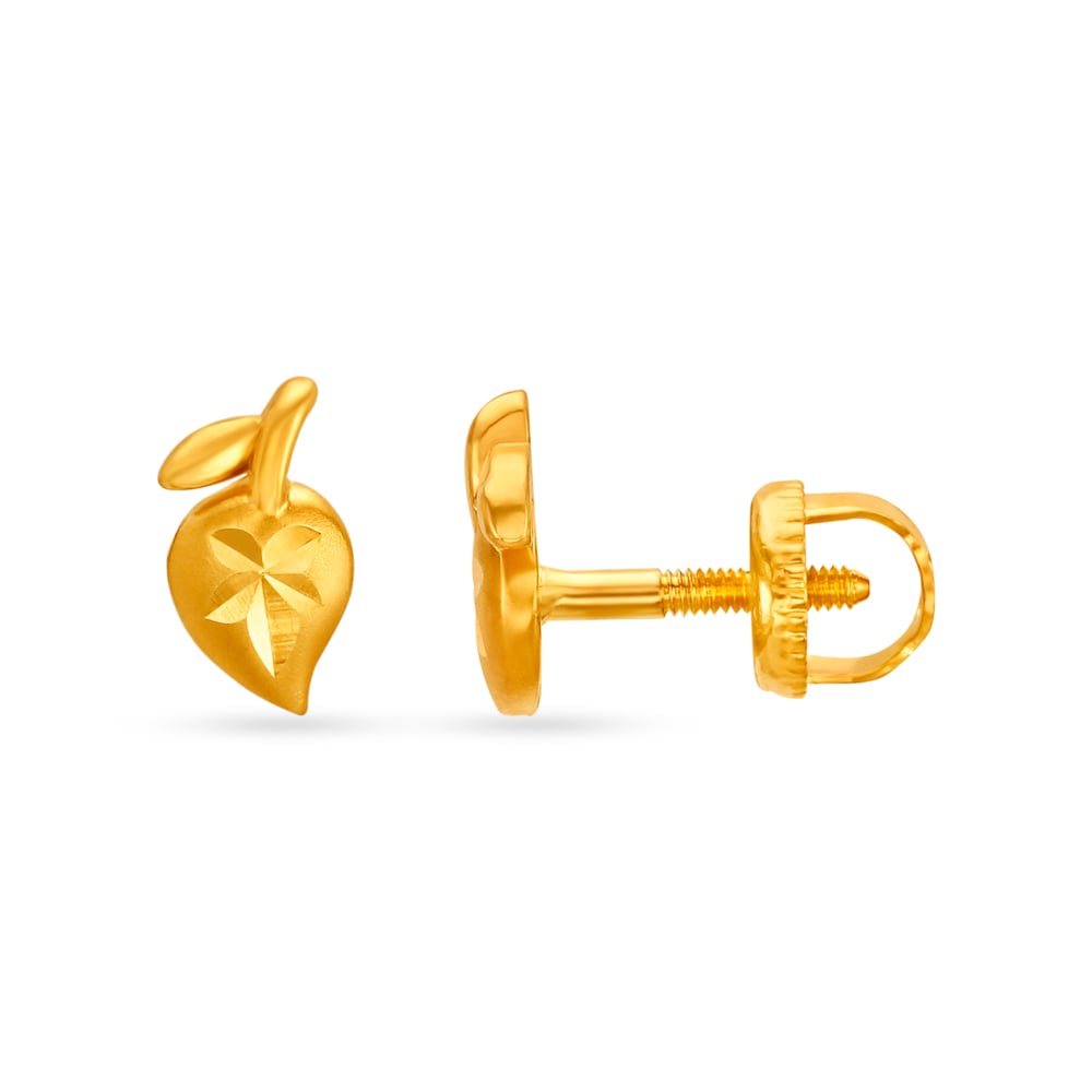 Charming 22 Karat Yellow Gold Mango Shaped Stud Earrings,,hi-res image number null