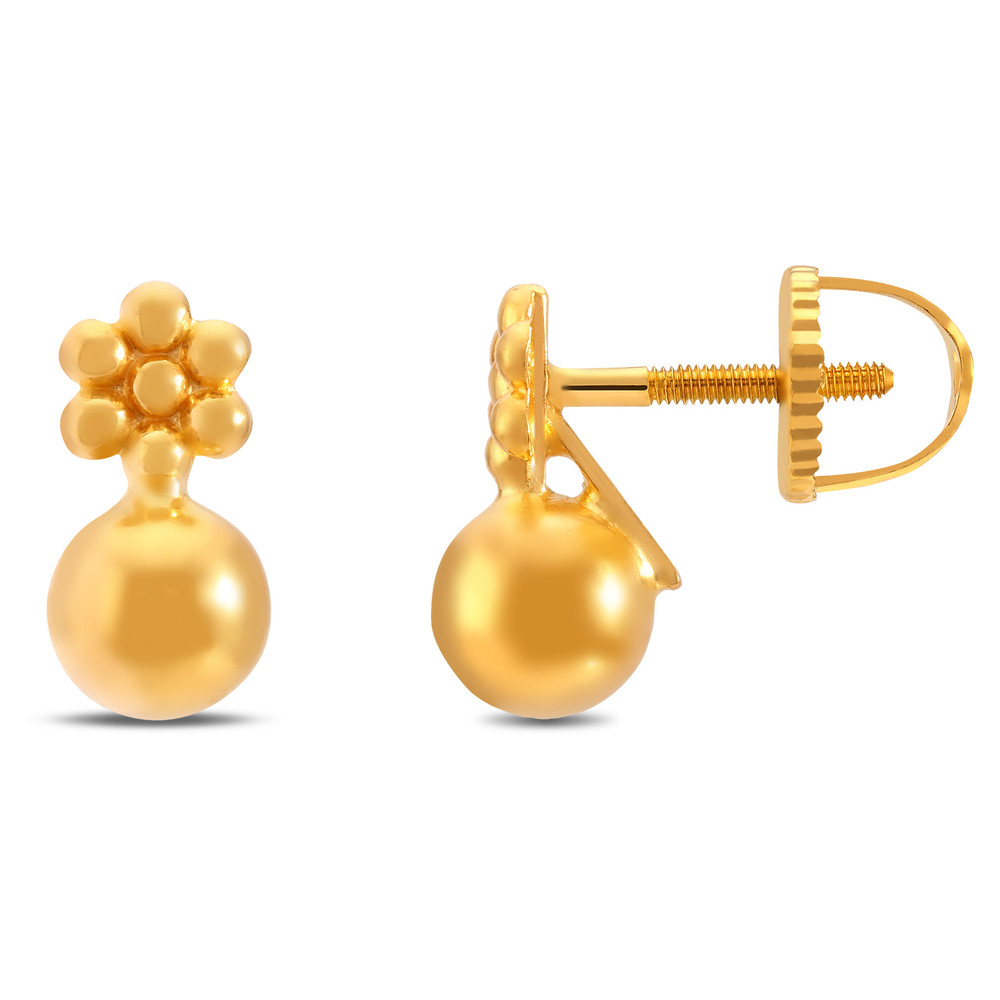 Alluring Floral Gold Stud Earrings for Kids,,hi-res image number null