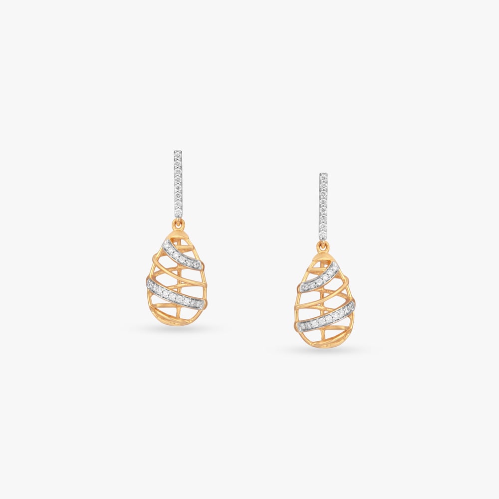 Woven Teardrop Diamond Drop Earrings,,hi-res image number null