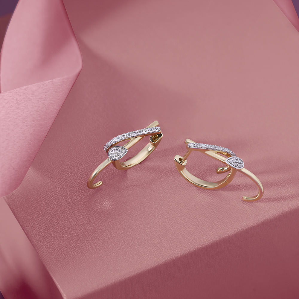 Radiant Spark Gold & Diamond Hoop Earrings,,hi-res image number null