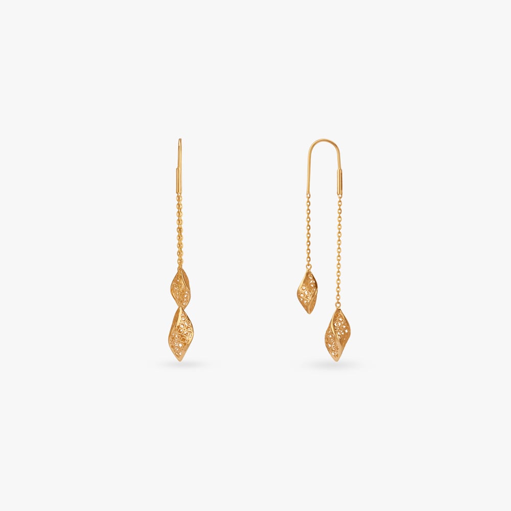 Lustrous Twist Gold Drop Earrings,,hi-res image number null
