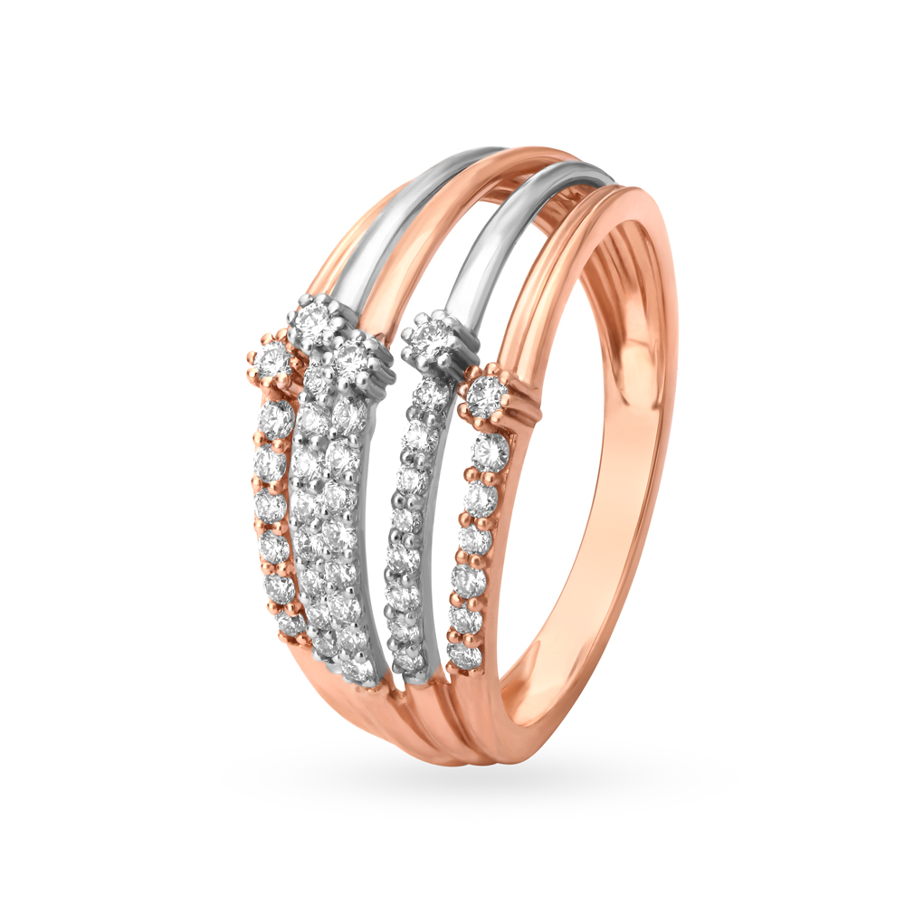 Timeless Cocktail Look Layered Diamond Ring in White and Rose Gold