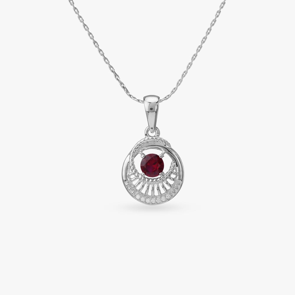 Crimson Radiance Silver Pendant and Earrings Set,,hi-res image number null