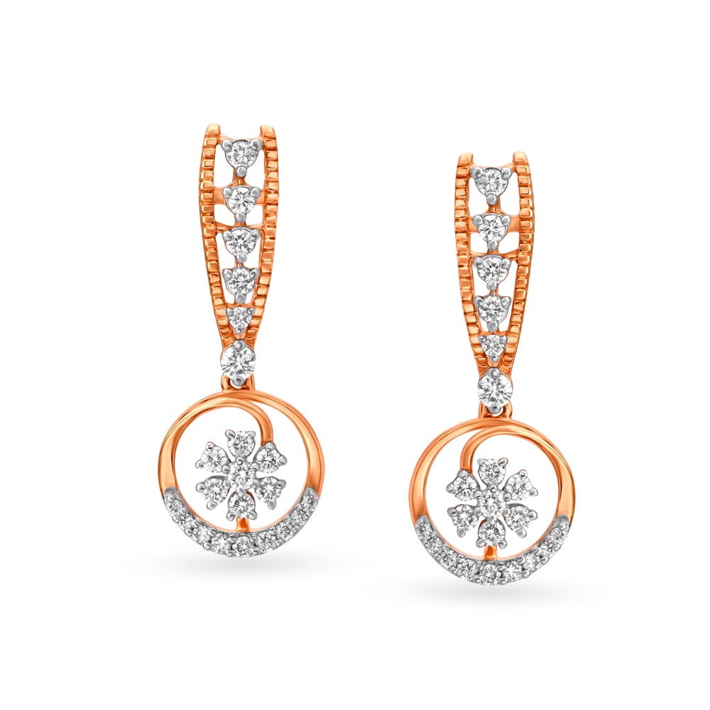 Floral Earrings | Floral Gold And Diamond Earrings