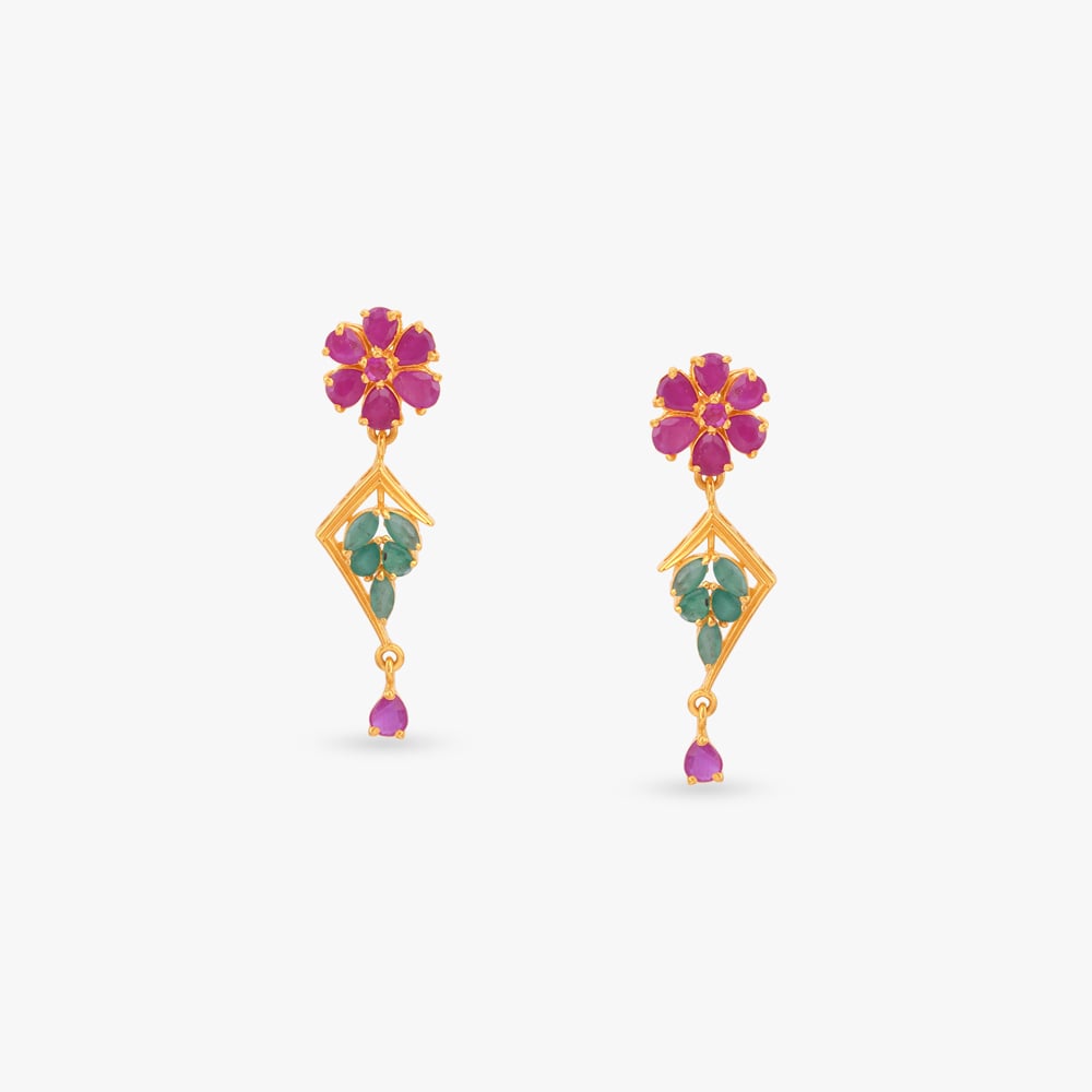 Playful Bloom Gold Drop Earrings,,hi-res image number null