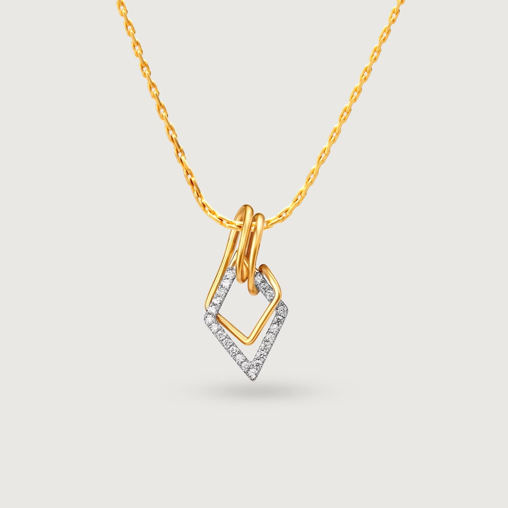 Geometric Charm Gold & Diamond Pendant,,hi-res image number null
