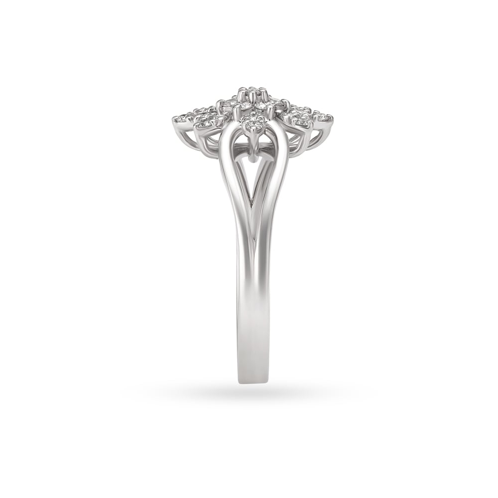 Majestic Floral White Platinum Finger Ring