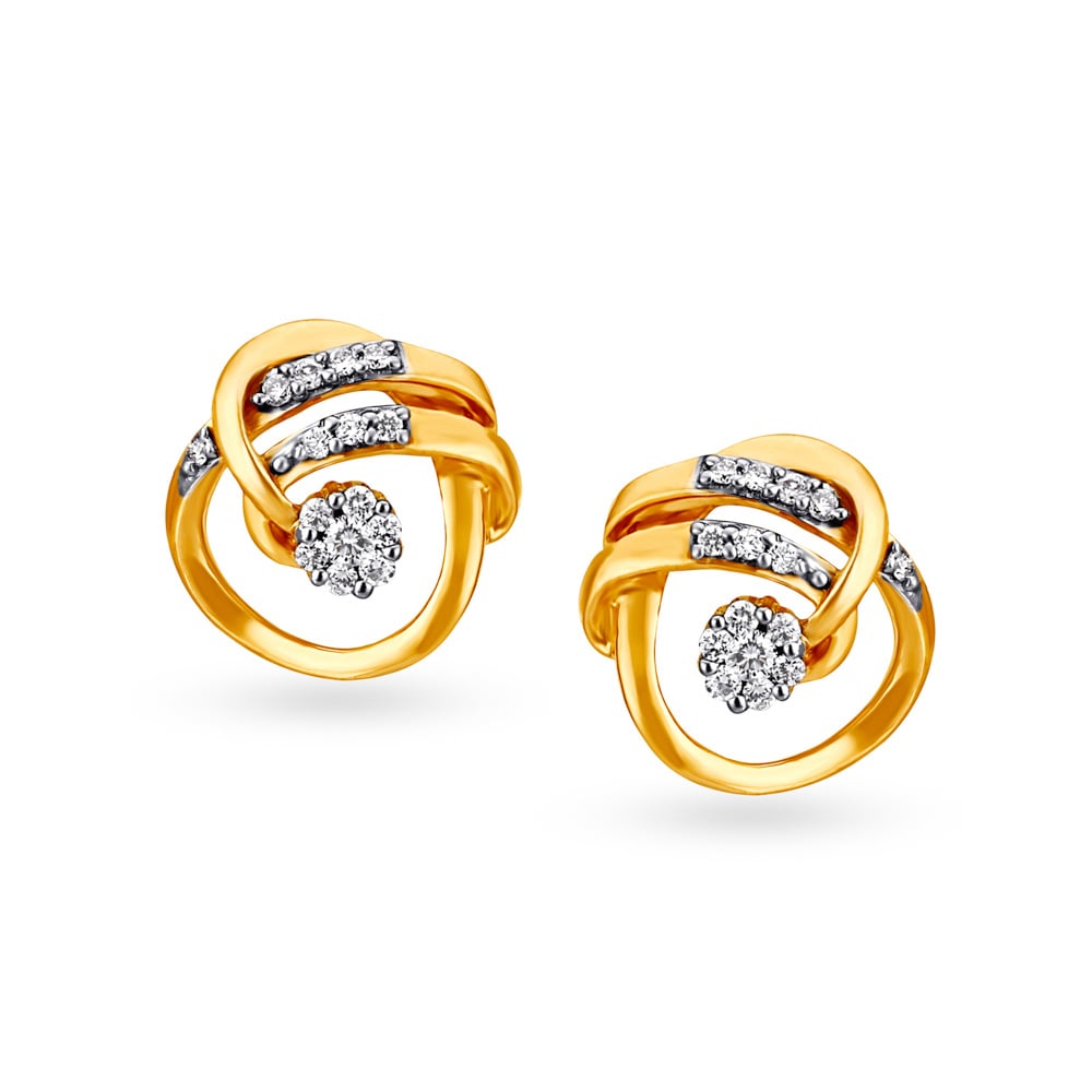 Graceful Florals Rose Gold and Diamond Stud Earrings