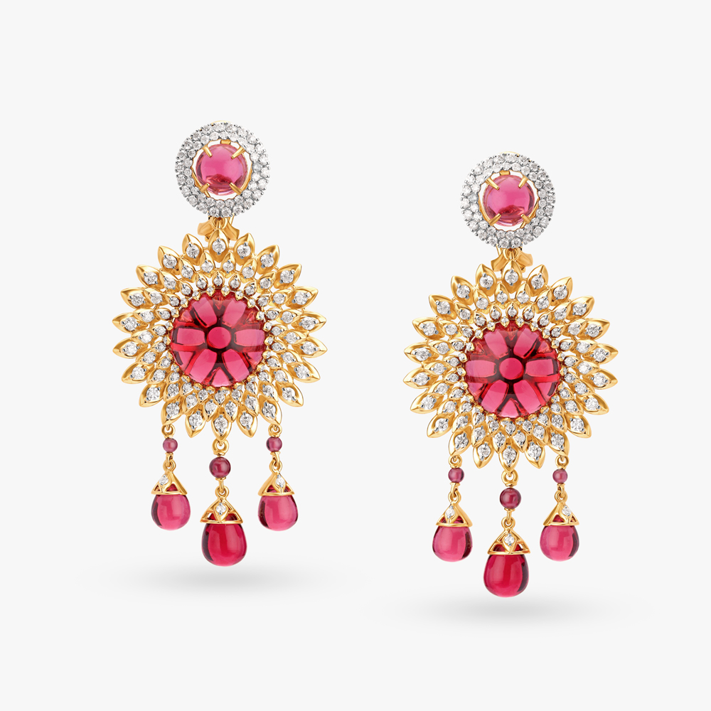 Alluring Floral Gold and Diamond Necklace Set,,hi-res image number null