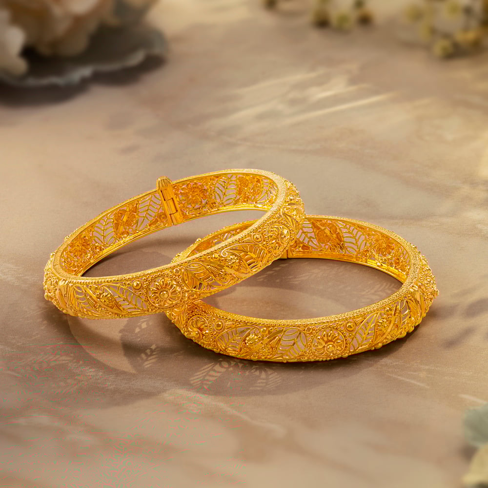 Gilded Bloom Gold Bangles,,hi-res image number null