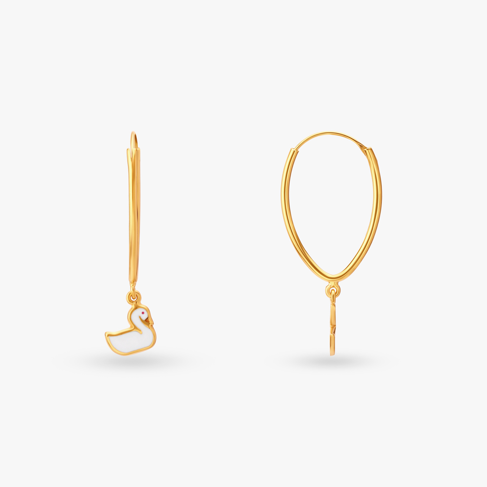 Playful Duck Hoop Earrings for Kids,,hi-res image number null