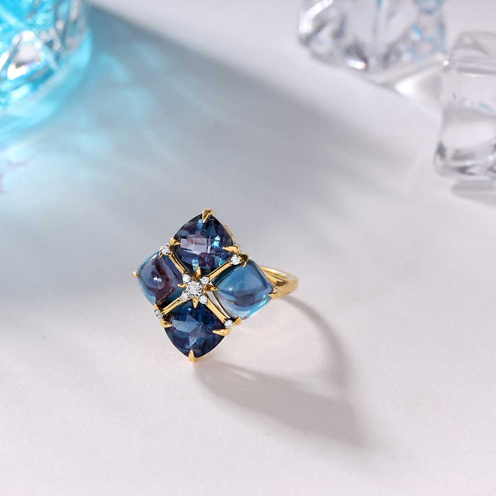 Ethereal Midnight Majesty 14KT Diamond & London Blue Topaz Ring,,hi-res image number null