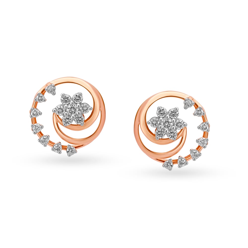 Charming Rose Gold and Diamond Fancy Stud Earrings,,hi-res image number null