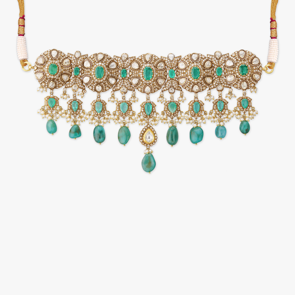 Verde Pearl Cascade Choker Set,,hi-res image number null