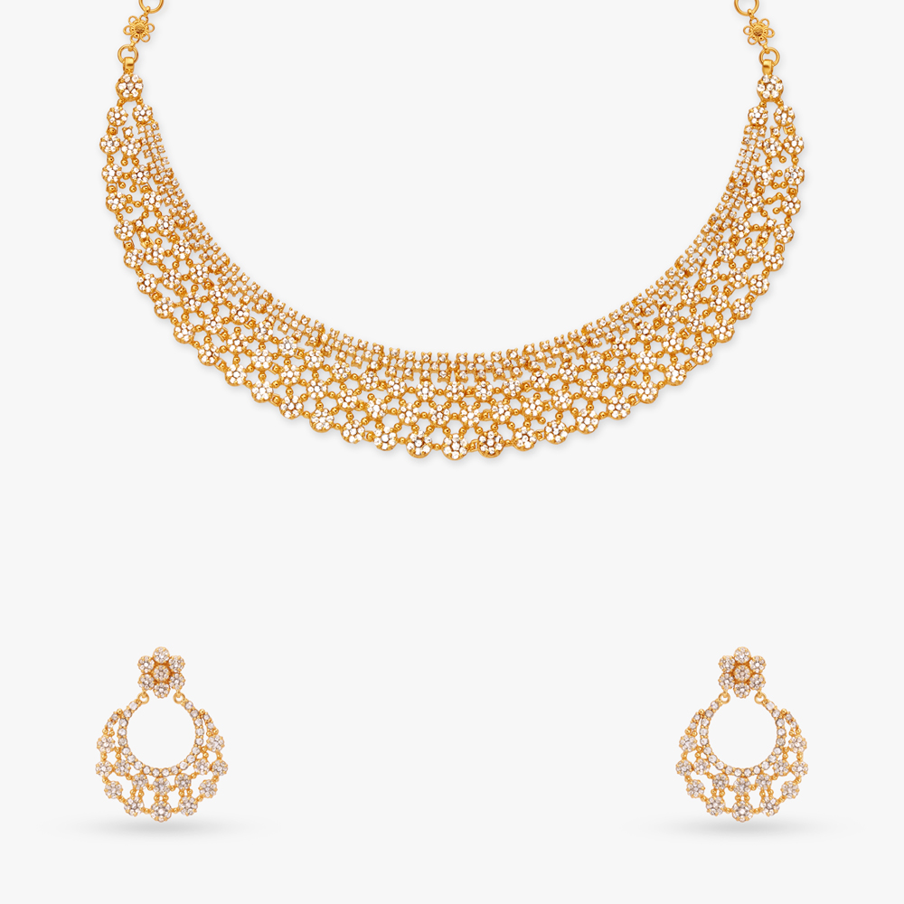 Floral Luminescence Open Polki Necklace Set,,hi-res image number null