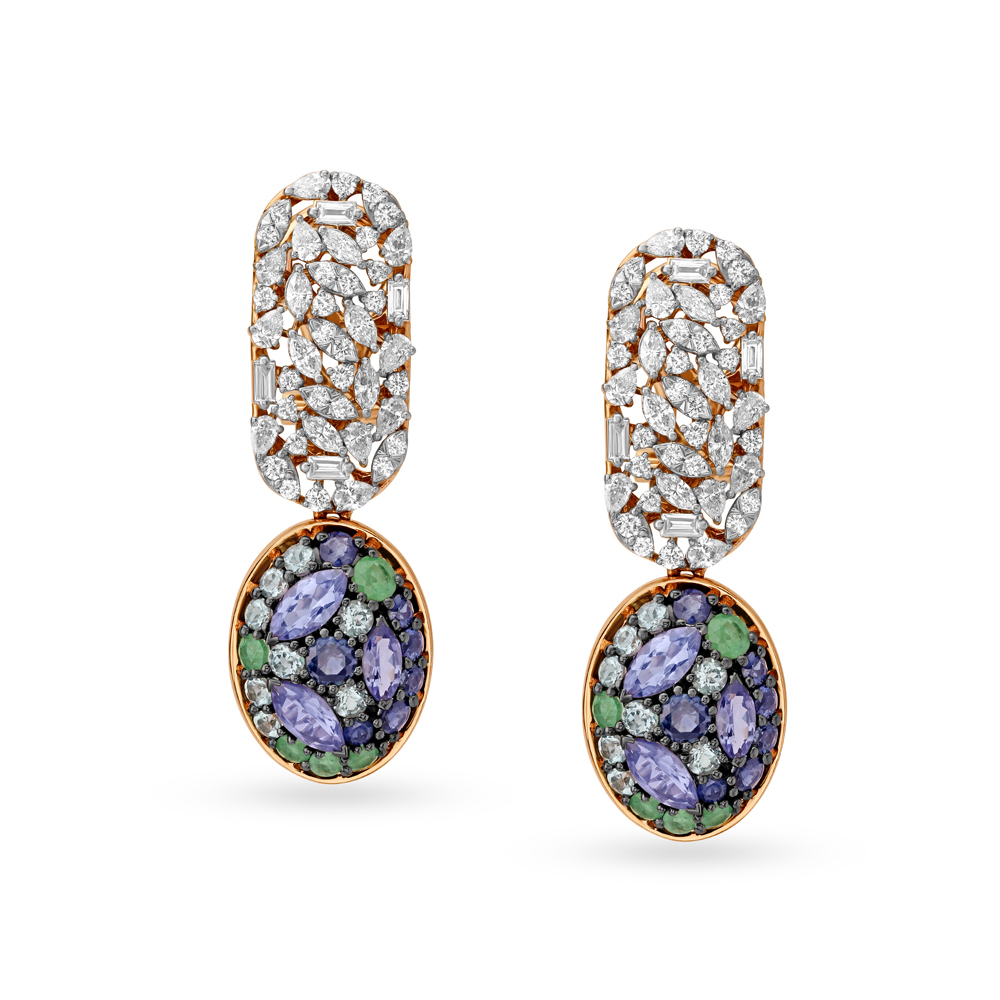 Breathtaking Emerald Diamond Drop Earrings,,hi-res image number null