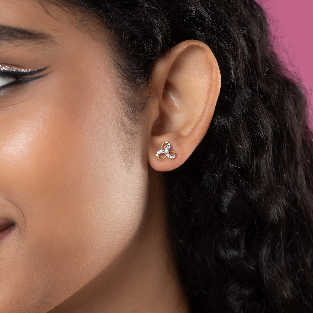 Bold Glimmer Gold & Diamond Stud Earrings,,hi-res image number null