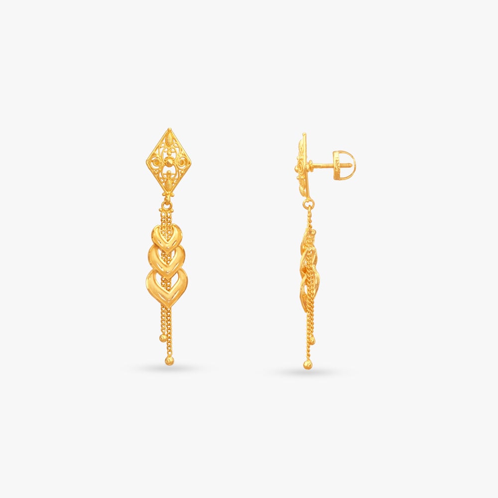 

Heartline Cascade Gold Drop Earrings