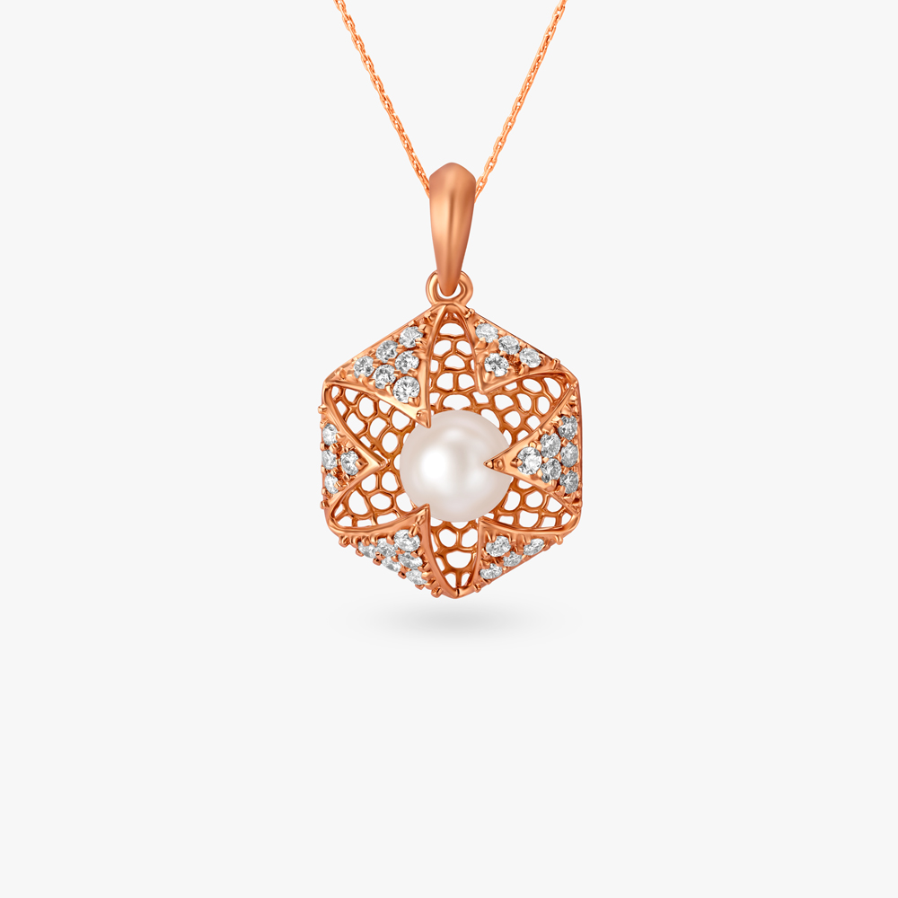 Charming Mesh Pearl and Diamond Pendant,,hi-res image number null