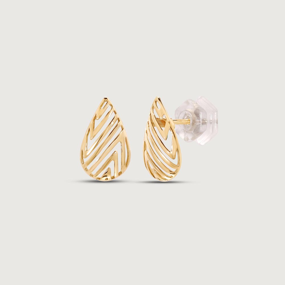 Chic Stripe Gold Stud Earrings,,hi-res image number null