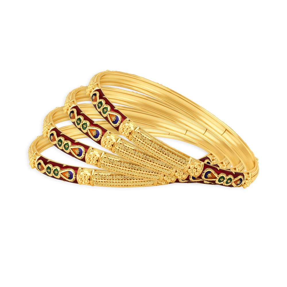 Gold Textured Enamel Bangle,,hi-res image number null
