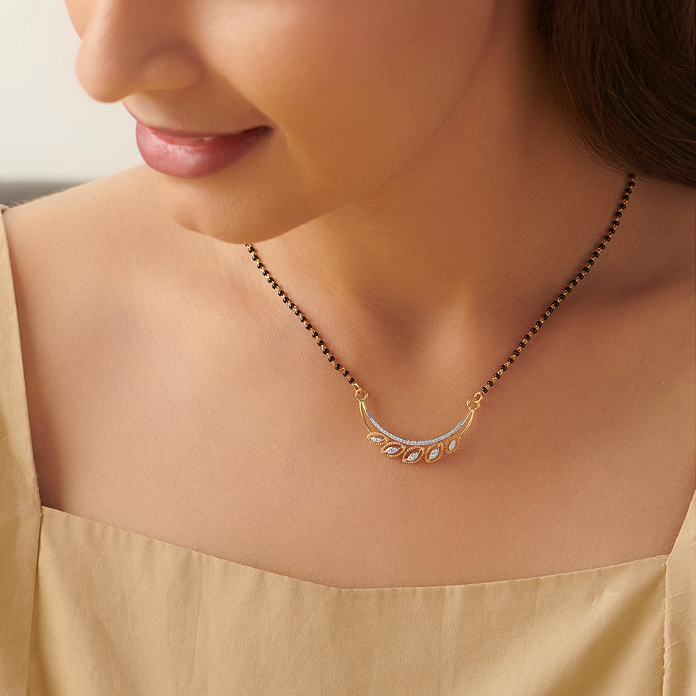 Crescent Bloom Diamond Mangalsutra,,hi-res image number null