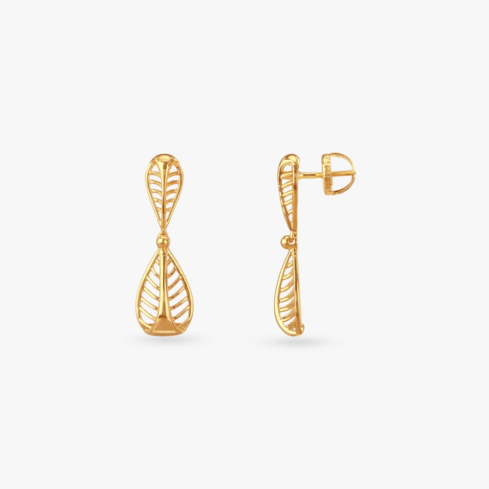 

Sleek Petal Gold Drop Earrings