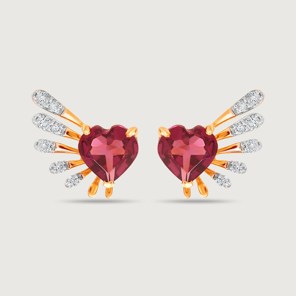 Cupid Edit 14KT Gold Diamond & Pink Garnet Stud Earrings,,hi-res image number null