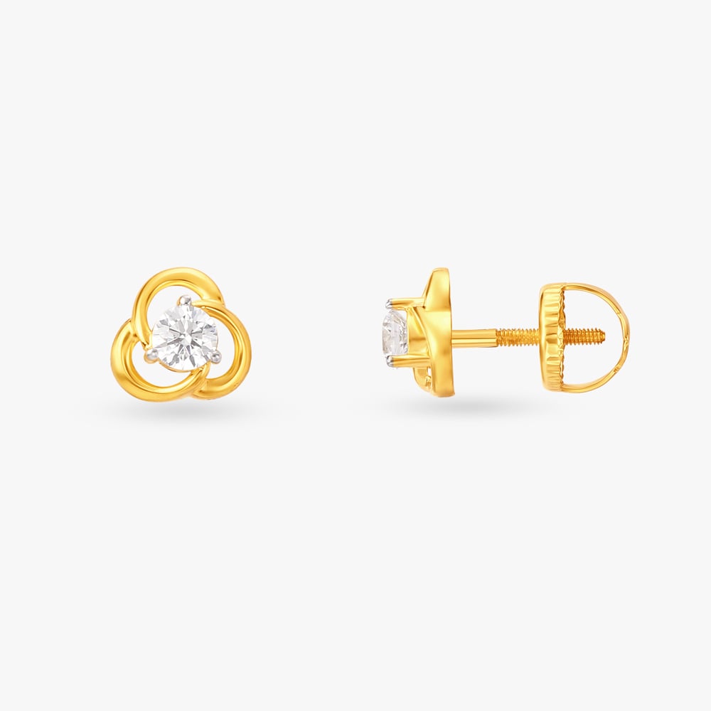 Luminous Twist Gold Stud Earrings,,hi-res image number null
