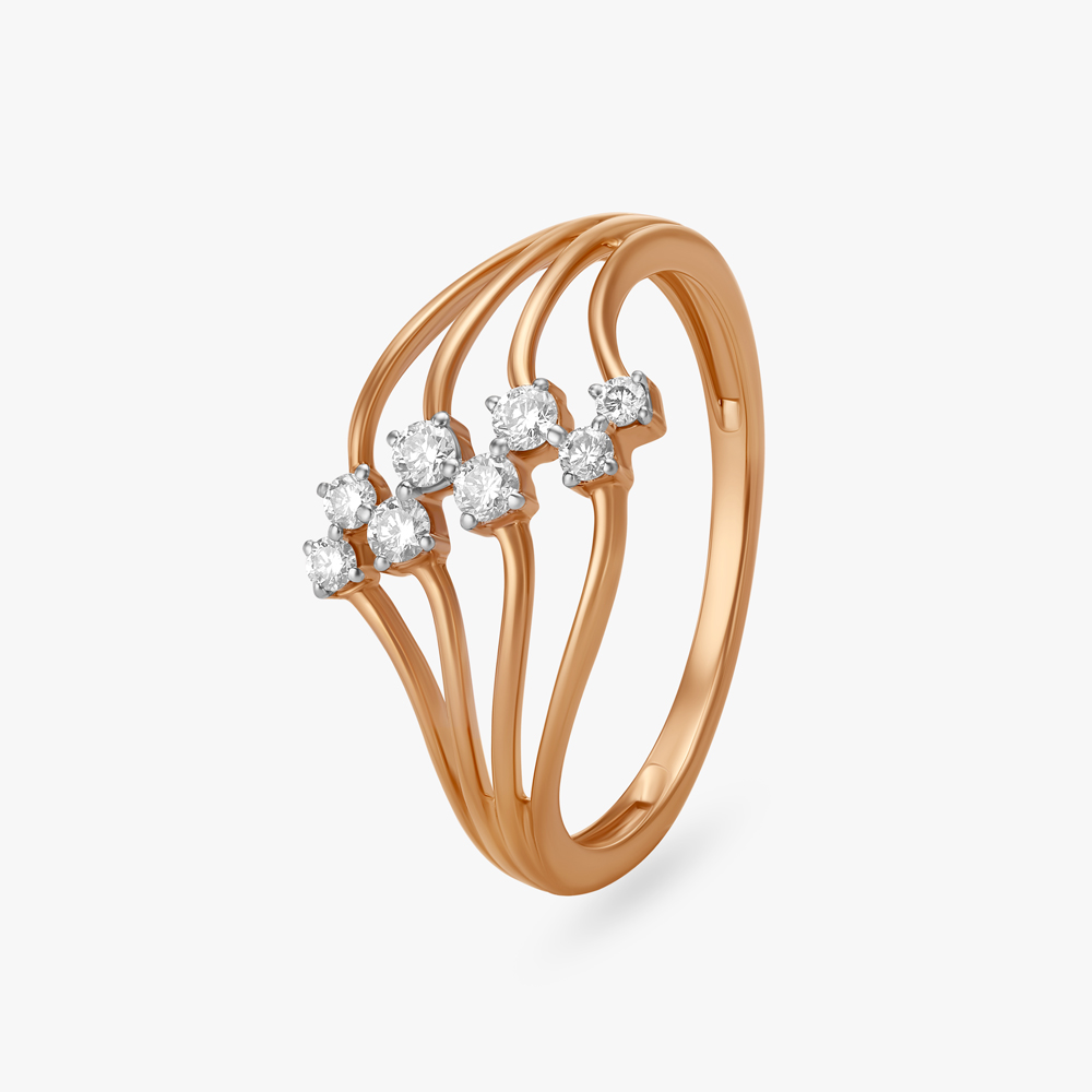 Slender Wave Diamond Ring