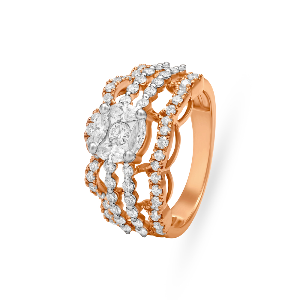 Bright Floral Rose Gold Finger Ring