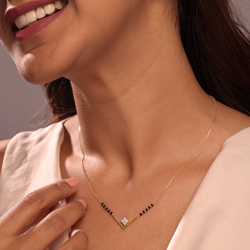 Geometric Allure 14KT Gold & Diamond Necklace,,hi-res image number null