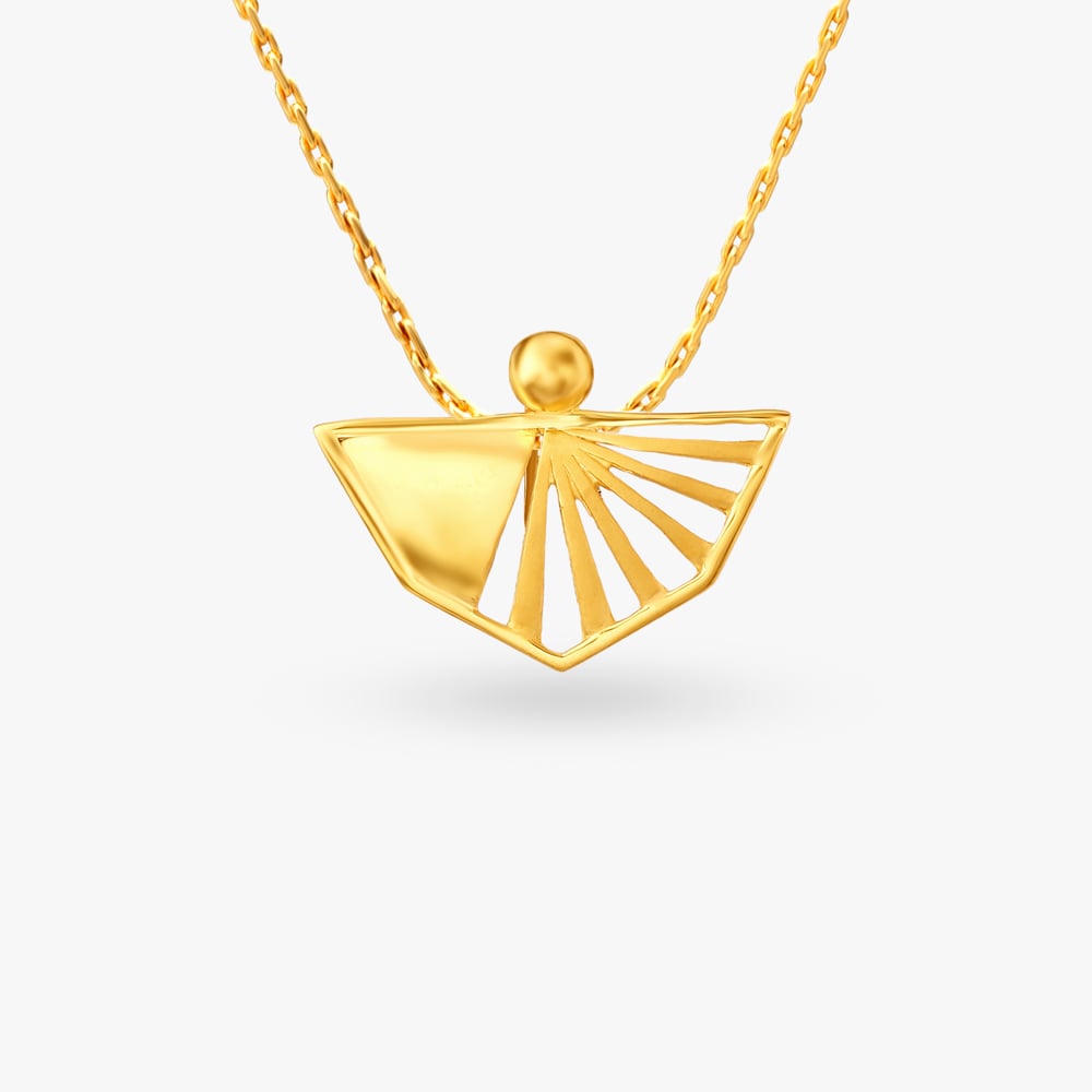 Contemporary Gold Pendant and Earrings Set,,hi-res image number null
