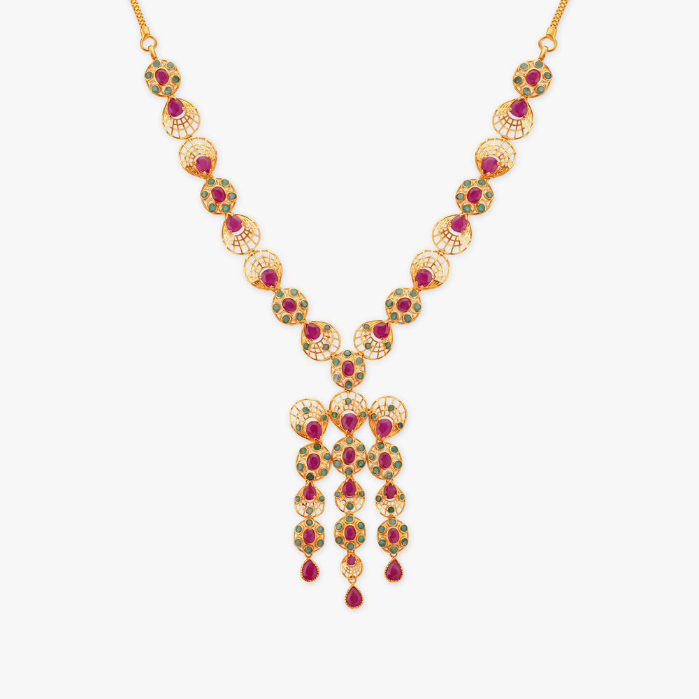 Graceful Fan Motif Necklace,,hi-res image number null