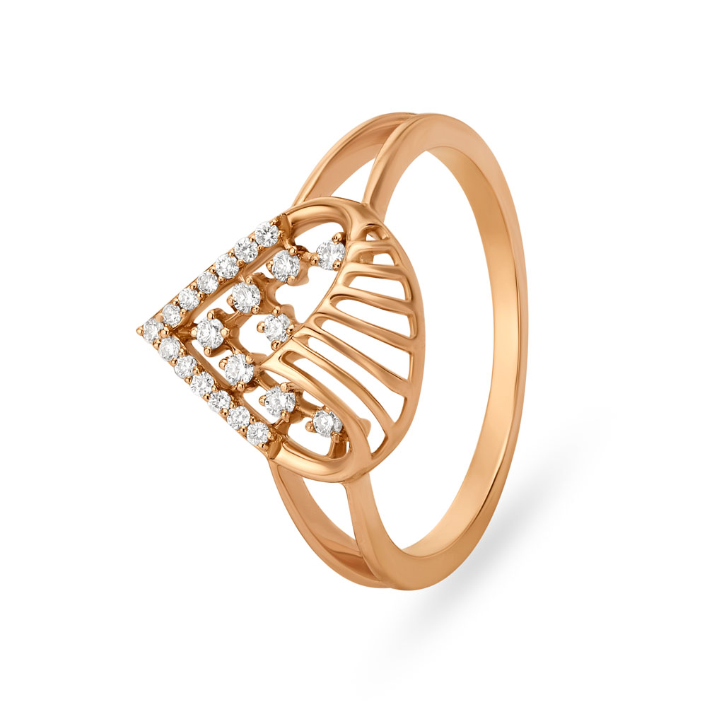 Stunning 18 Karat Rose Gold And Diamond Leaf Ring