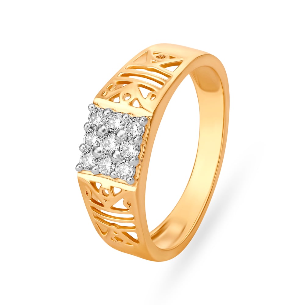 Intricate Gold and Diamond Finger Ring for men,,hi-res image number null