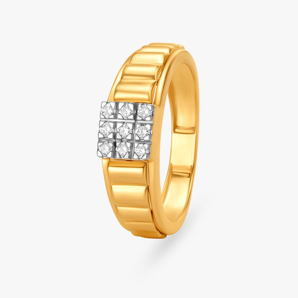 Contemporary Box 7 Stone Diamond Ring for Men