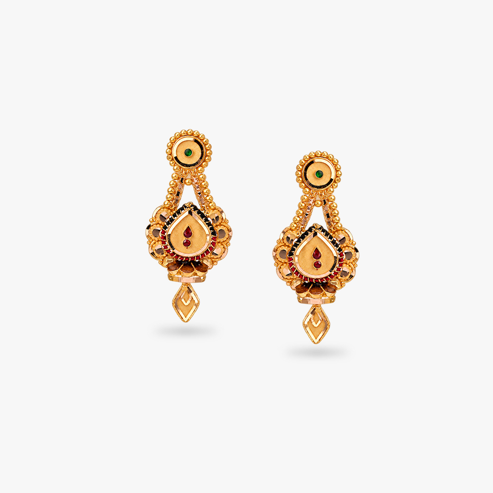 Crimson Courtyard Gold Drop Earrings,,hi-res image number null