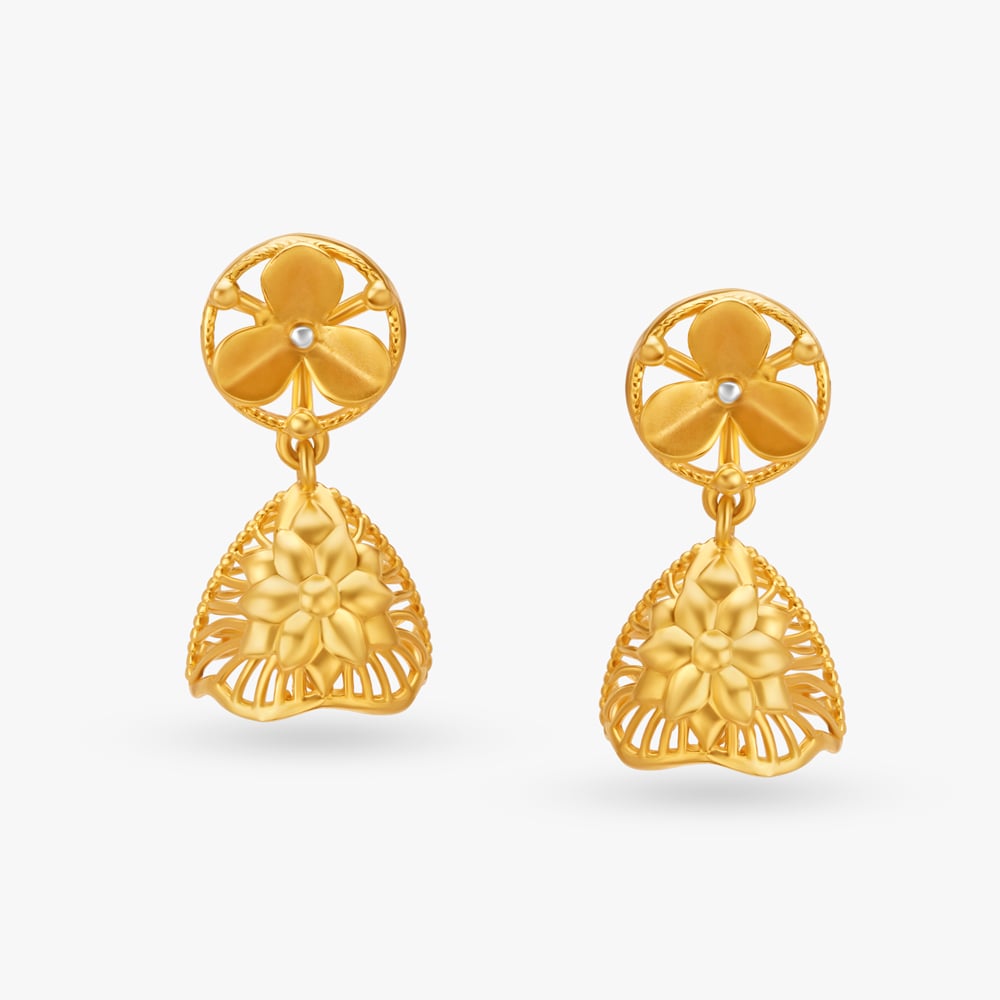 Devotional Yellow Gold Deity Sui Dhaga Earrings