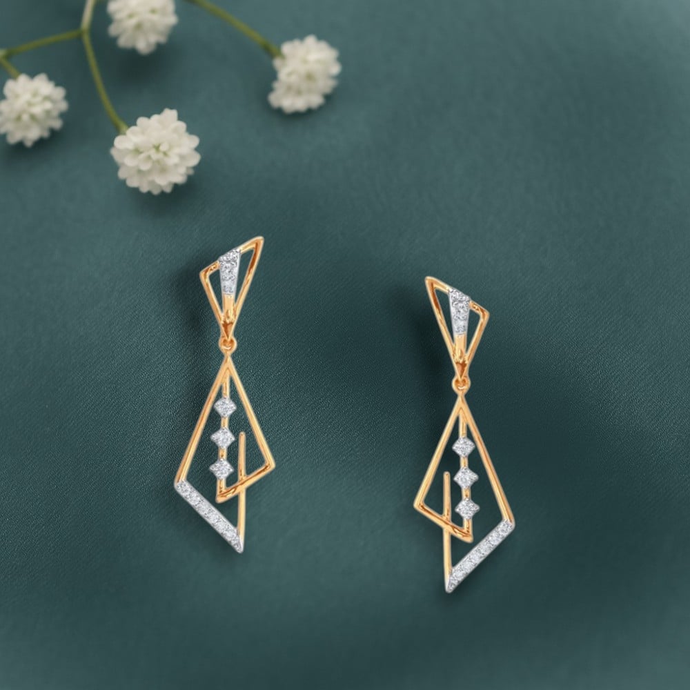 Angular Trail Diamond Drop Earrings,,hi-res image number null