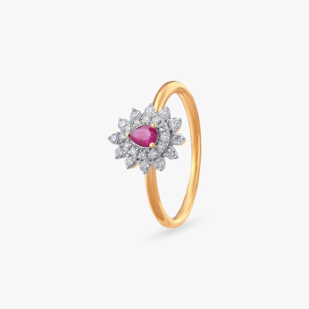 Floral Ruby Diamond Ring,,hi-res image number null