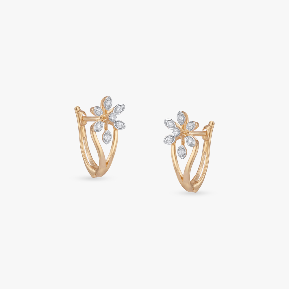 Floral Arc Diamond Hoop Earrings,,hi-res image number null