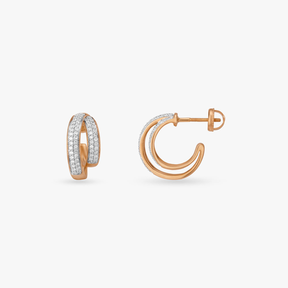 Sculpted Curve Diamond Stud Earrings,,hi-res image number null