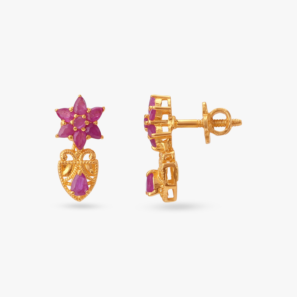 Star Charm Ruby Drop Earrings,,hi-res image number null